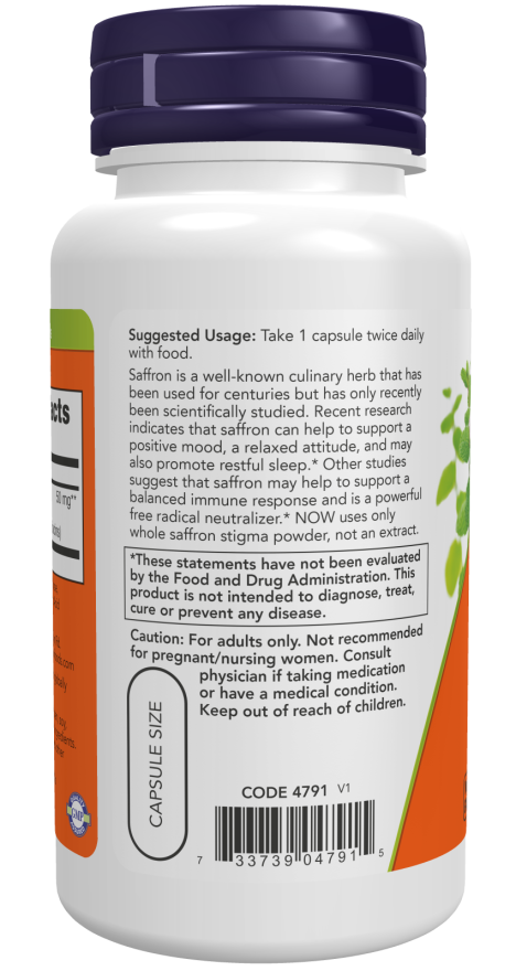 Now Foods Saffron 50 Mg Veg Capsules