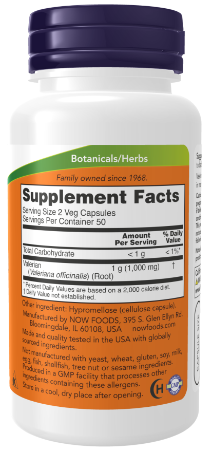 Now Foods Valerian Root 500 Mg Veg Capsules