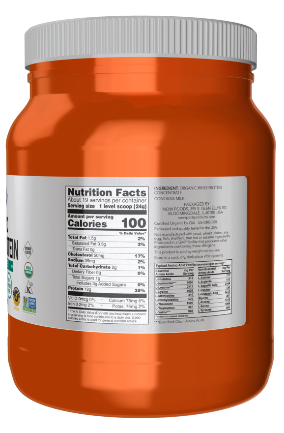 Now Foods Whey Protein Organic Unflavored Powder