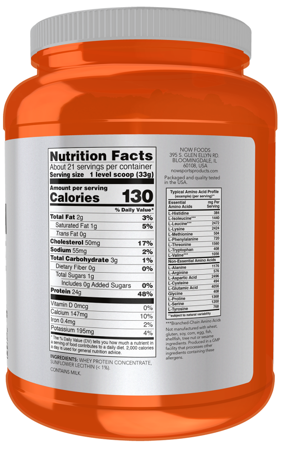 Now Foods Whey Protein Concentrate Unflavored Powder