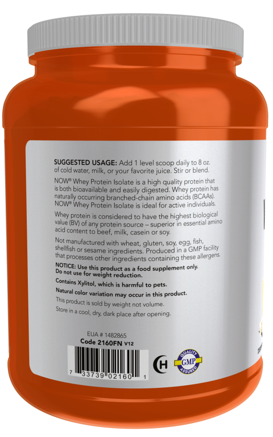 Now Foods Whey Protein Isolate Creamy Vanilla Powder
