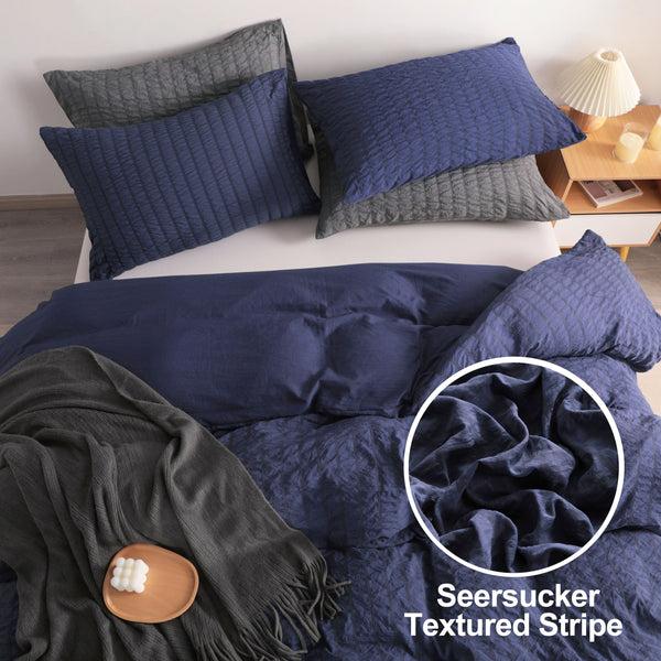 Ntbay 2/3 Pieces Breathable Seersucker Textured Duvet Cover Set|NTBAY®️