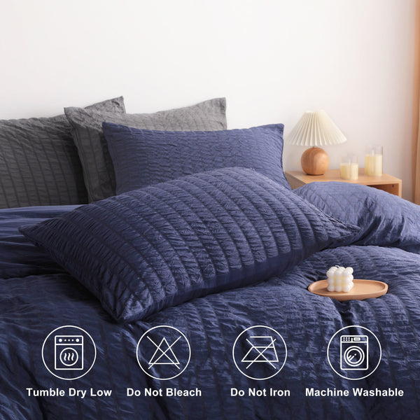 Ntbay 2/3 Pieces Breathable Seersucker Textured Duvet Cover Set|NTBAY®️