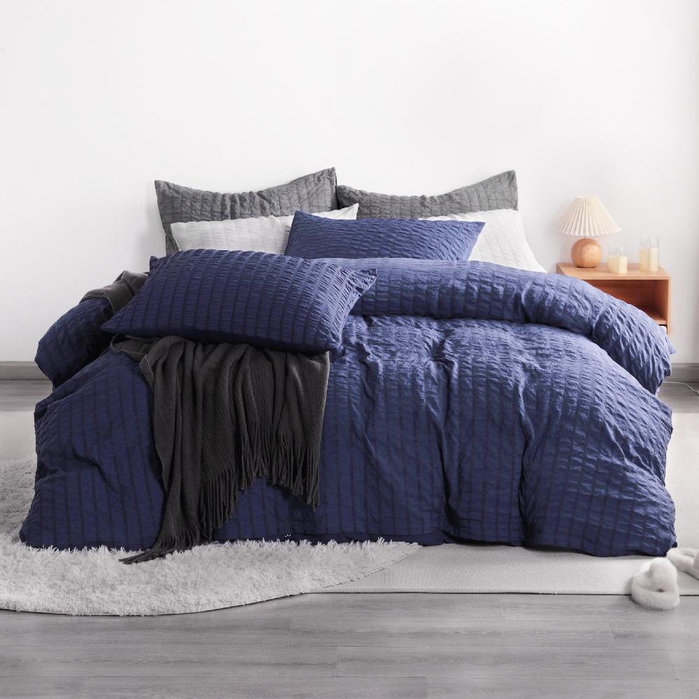 ntbay 2/3 Pieces Breathable Seersucker Textured Duvet Cover Set|NTBAY®️