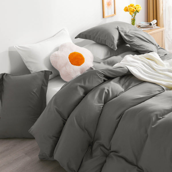 Ntbay 2/3 Pieces Solid Color Microfiber Duvet Cover Set|NTBAY®️