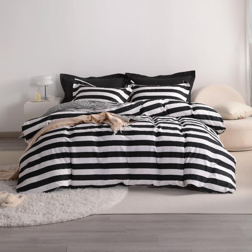 ntbay 2/3 Pieces Stripe Pattern Microfiber Duvet Cover Set|NTBAY®️