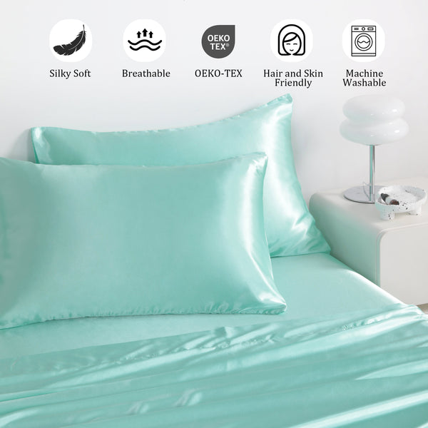 Ntbay 3/4 Pieces Silky Satin Twin Cooling Soft Bed Sheet Set|NTBAY®️
