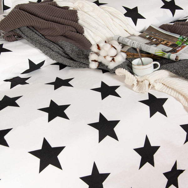 Ntbay 3 Pieces Black Stars Pattern Microfiber Duvet Cover Set|NTBAY®️