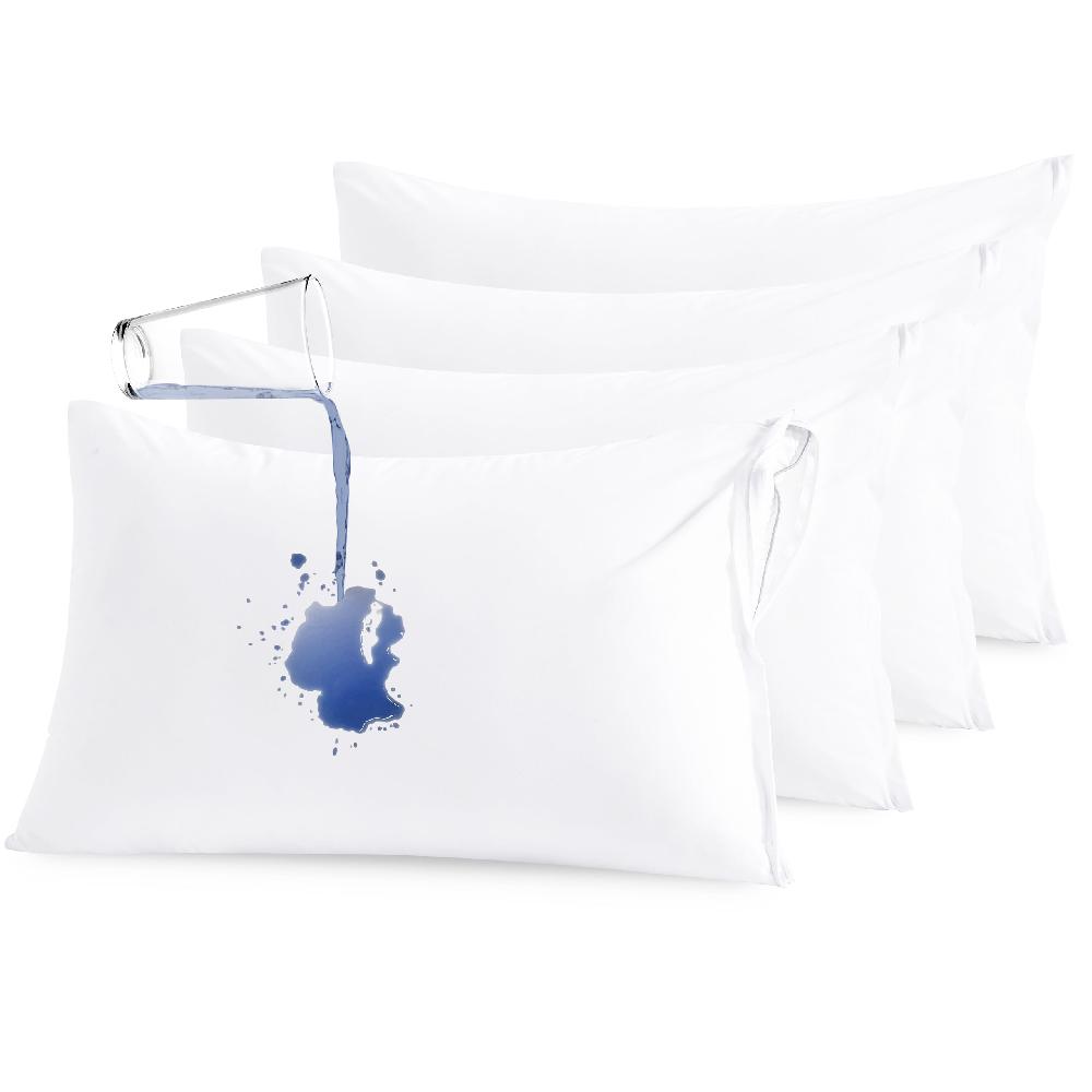 ntbay 4 Pack Microfiber Waterproof Pillow Protectors with Hidden Zipper|NTBAY®️