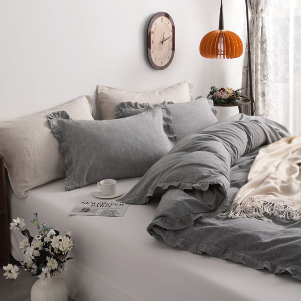 Ntbay NTBAY 3-Piece Solid Linen Duvet Cover Set – Soft & Breathable