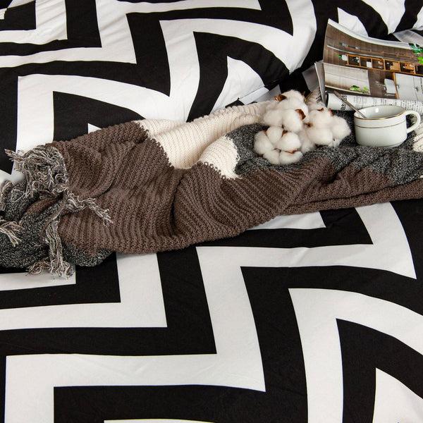 Ntbay NTBAY 3 Pieces Chevron Pattern Microfiber Duvet Cover Set