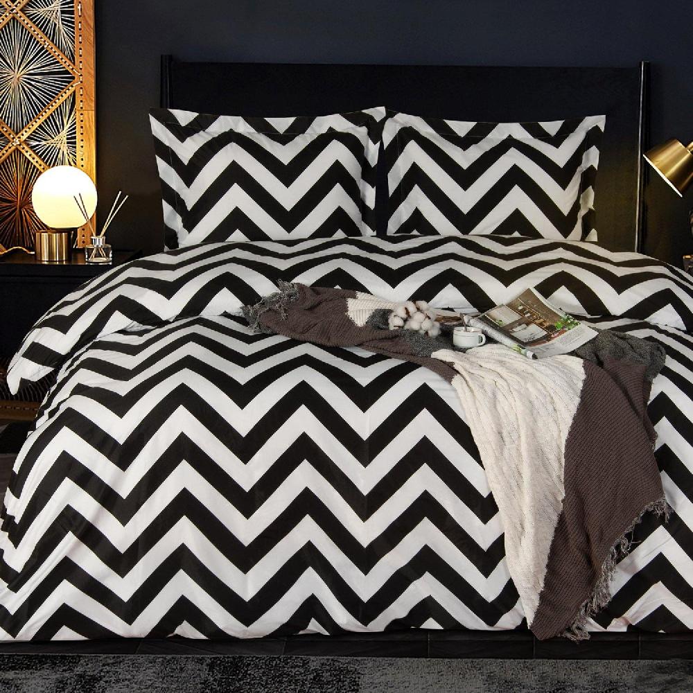 ntbay NTBAY 3 Pieces Chevron Pattern Microfiber Duvet Cover Set