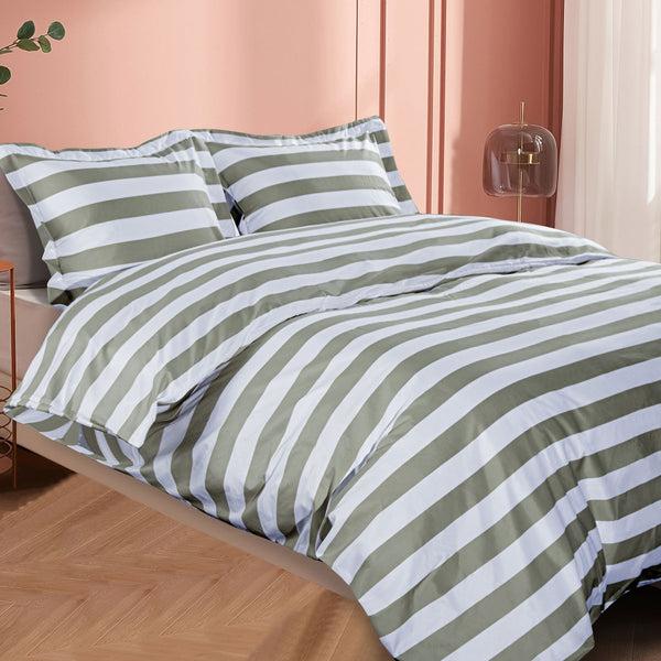 Ntbay NTBAY 3 Pieces Smoke Gray And White Striped Pattern Microfiber Duvet Cover Set