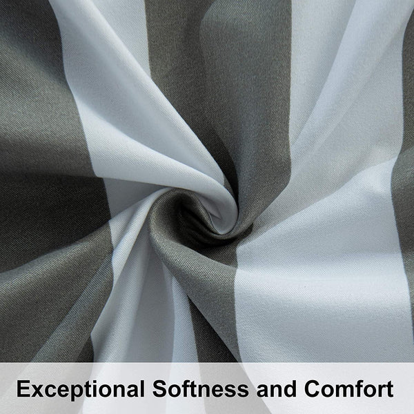 Ntbay NTBAY 3 Pieces Smoke Gray And White Striped Pattern Microfiber Duvet Cover Set