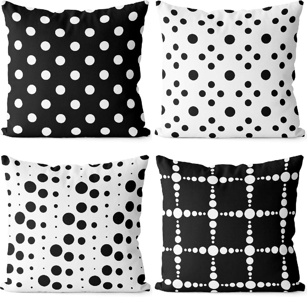 ntbay NTBAY Bedsum Set of 4 Black & White Geometric Throw Pillow Covers