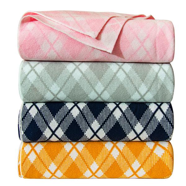 Ntbay NTBAY Cotton Cable Knit Grid Toddler Blanket – Soft & Warm