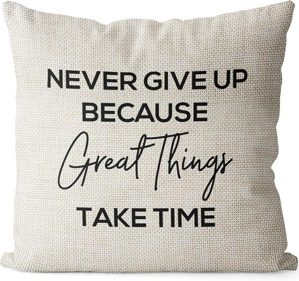 Ntbay NTBAY Inspirational Linen Throw Pillow Cover With Motivational Words For Living Room Sofa Couch Square Decorative Bed Cushion Cover 18×18 Inches