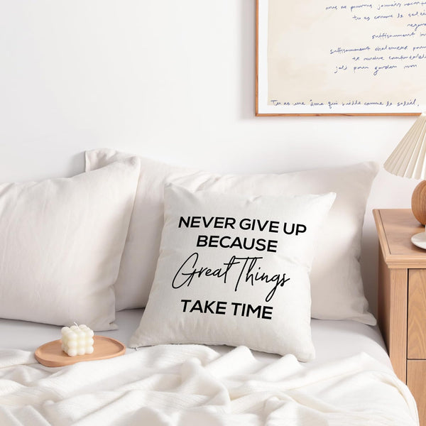 Ntbay NTBAY Inspirational Linen Throw Pillow Cover With Motivational Words For Living Room Sofa Couch Square Decorative Bed Cushion Cover 18×18 Inches