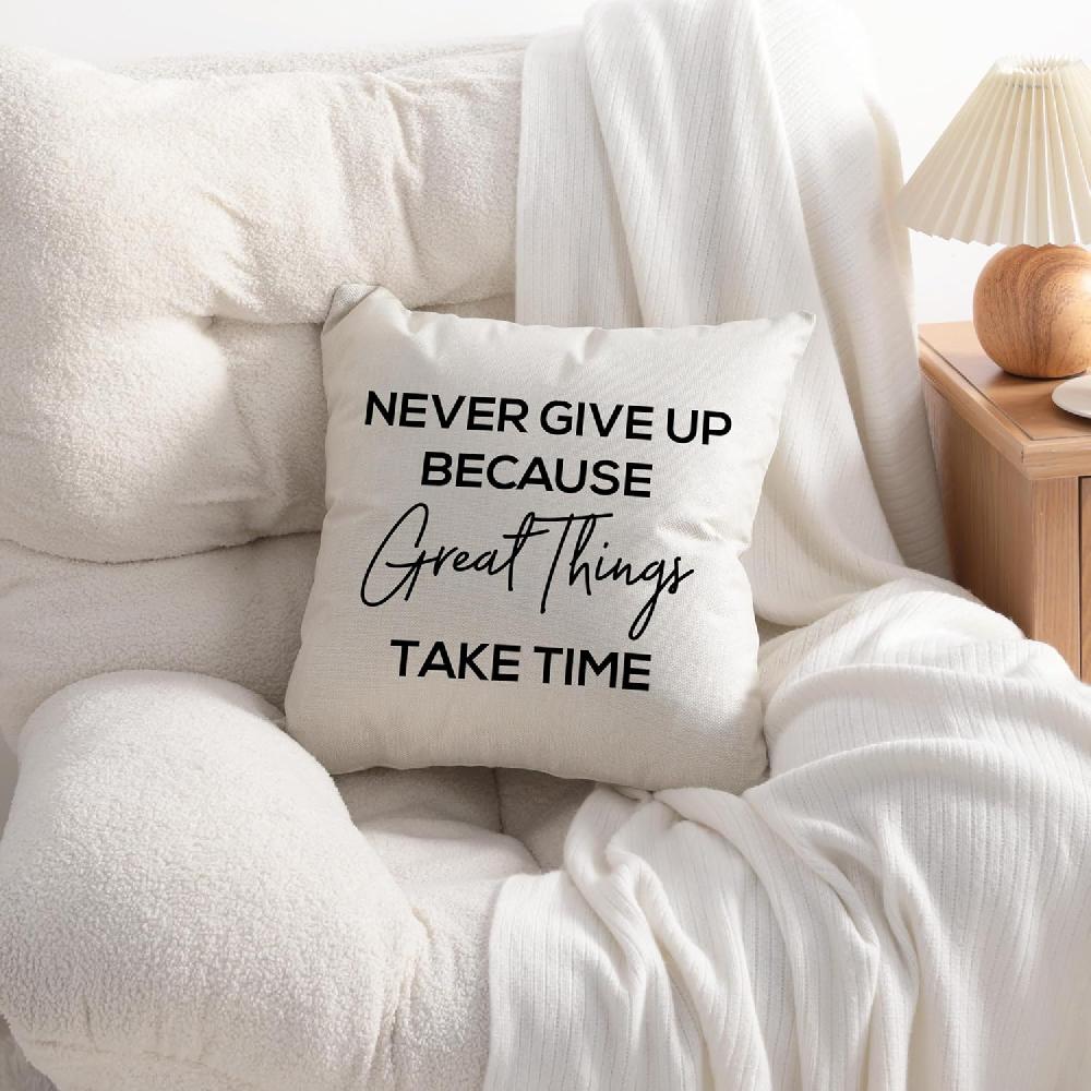 ntbay NTBAY Inspirational Linen Throw Pillow Cover with Motivational Words for Living Room Sofa Couch Square Decorative Bed Cushion Cover 18×18 Inches