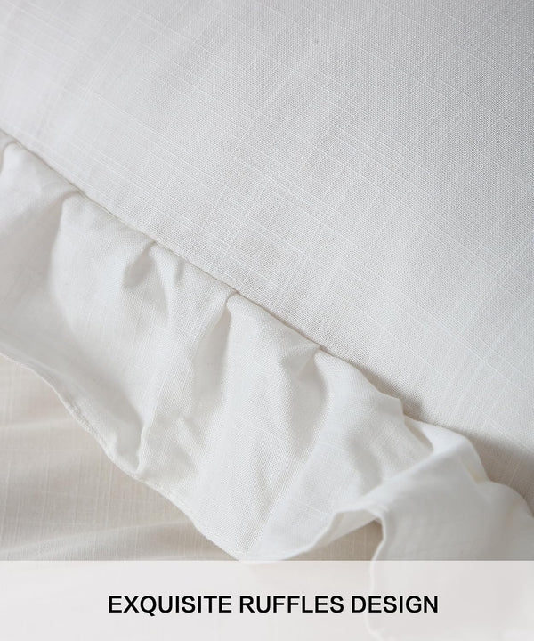 Ntbay NTBAY Linen Duvet Cover Set – 3 Pieces Solid With Ruffles