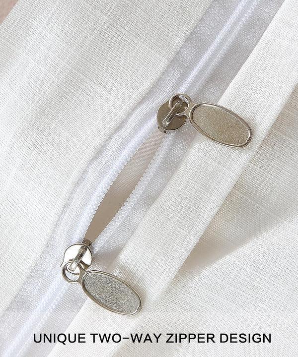 Ntbay NTBAY Linen Duvet Cover Set – 3 Pieces Solid With Ruffles