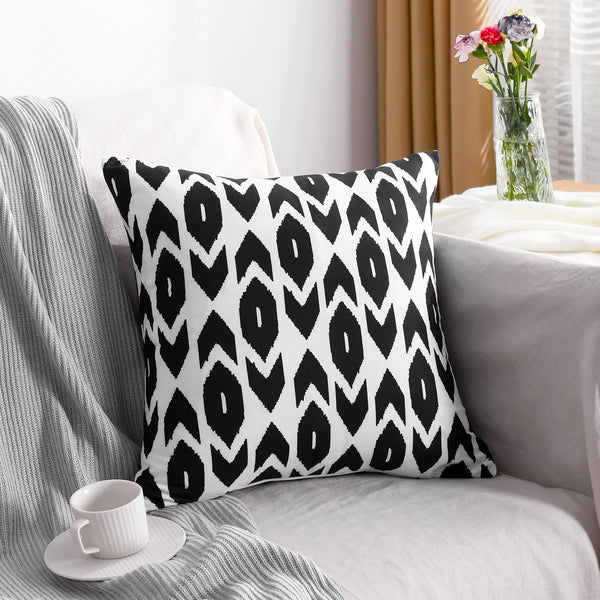 Ntbay NTBAY Microfiber Geometric Throw Pillow Cover – Black & White (18"x18")