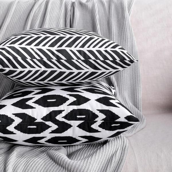 Ntbay NTBAY Microfiber Geometric Throw Pillow Cover – Black & White (18"x18")