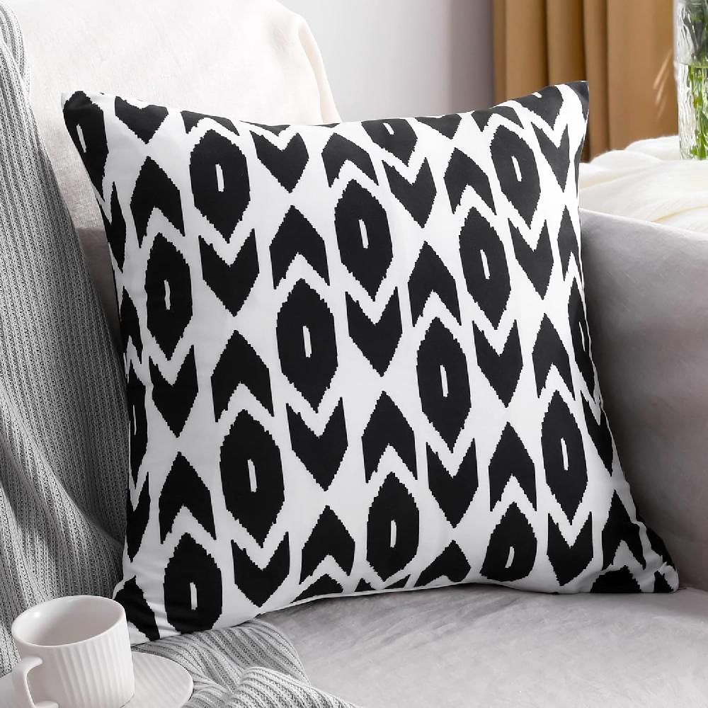 ntbay NTBAY Microfiber Geometric Throw Pillow Cover – Black & White (18"x18")