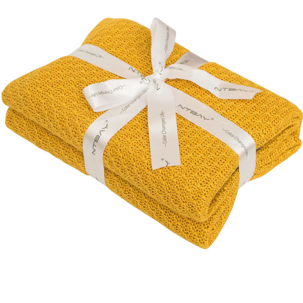 Ntbay NTBAY Bamboo Cable Knitted Toddler Blanket