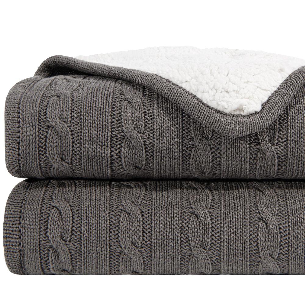 ntbay NTBAY Cable Knitted Sherpa Blanket