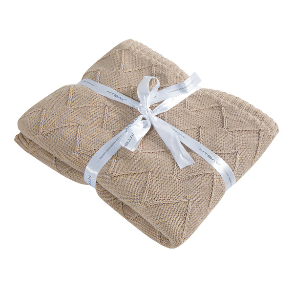 Ntbay NTBAY Soft Cotton Cable Knitted Blanket
