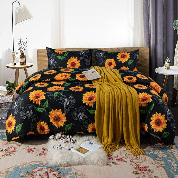Ntbay NTBAY Queen Duvet Cover Set – 3 Pieces Sunflower Print