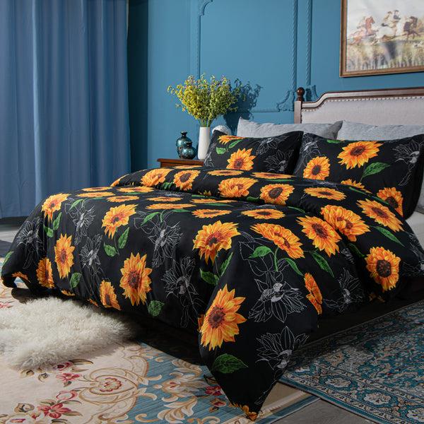 Ntbay NTBAY Queen Duvet Cover Set – 3 Pieces Sunflower Print