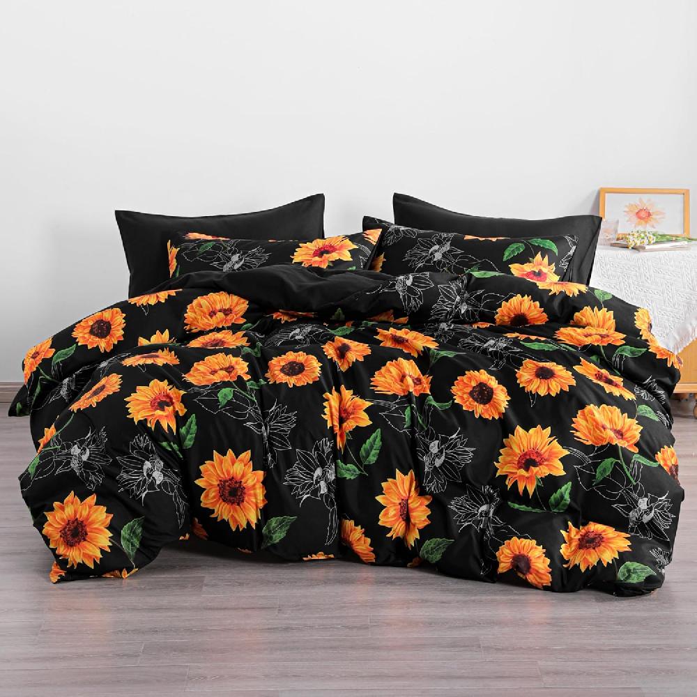 ntbay NTBAY Queen Duvet Cover Set – 3 Pieces Sunflower Print