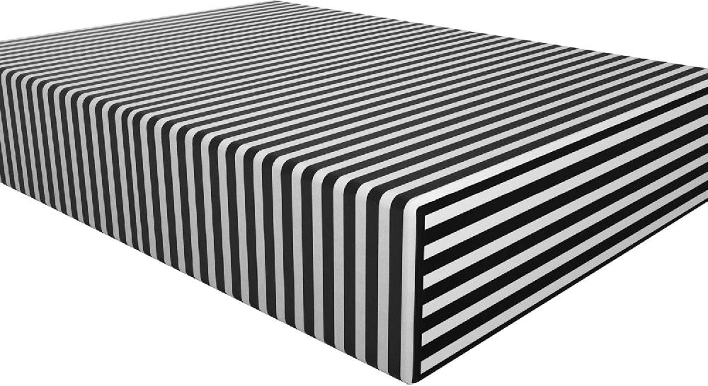 ntbay NTBAY Twin Fitted Sheet – Soft Striped Deep Pocket Black & White