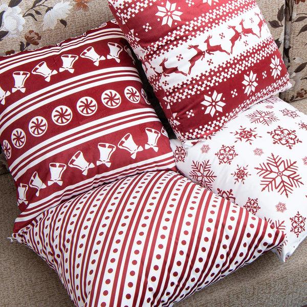 Ntbay NTBAY Velvet Throw Pillow Cover – Red & White Dotted Design (18"x18")