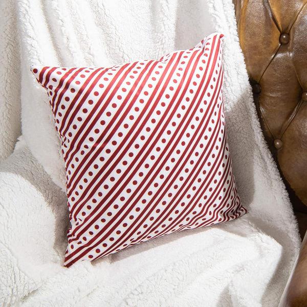 Ntbay NTBAY Velvet Throw Pillow Cover – Red & White Dotted Design (18"x18")