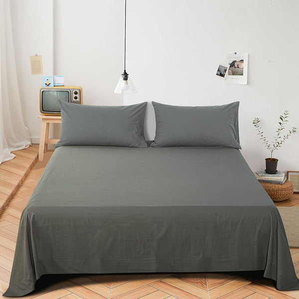 Ntbay NTBAY Washed Cotton Queen Flat Sheet – Ultra-Soft