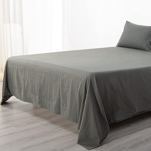 Ntbay NTBAY Washed Cotton Queen Flat Sheet – Ultra-Soft