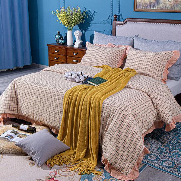 Ntbay Washed Cotton Ruffled Duvet Cover Set – Soft & Breathable 3 Pieces|NTBAY®️