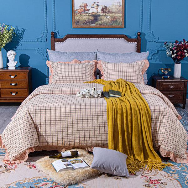 Ntbay Washed Cotton Ruffled Duvet Cover Set – Soft & Breathable 3 Pieces|NTBAY®️