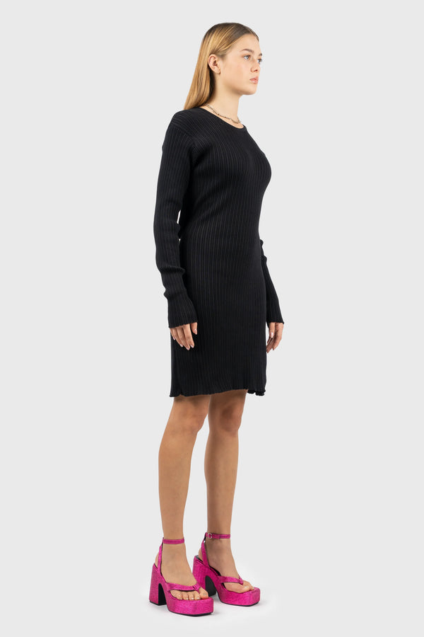 Nu In 100% ORGANIC TIE BACK RIBBED KNITTED MINI DRESS