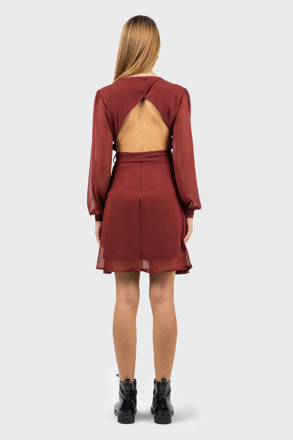 Nu In 100% RECYCLED CHIFFON BALLOON SLEEVE MINI DRESS