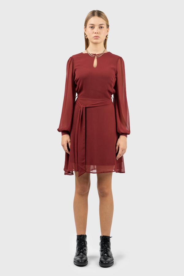 nu in 100% RECYCLED CHIFFON BALLOON SLEEVE MINI DRESS