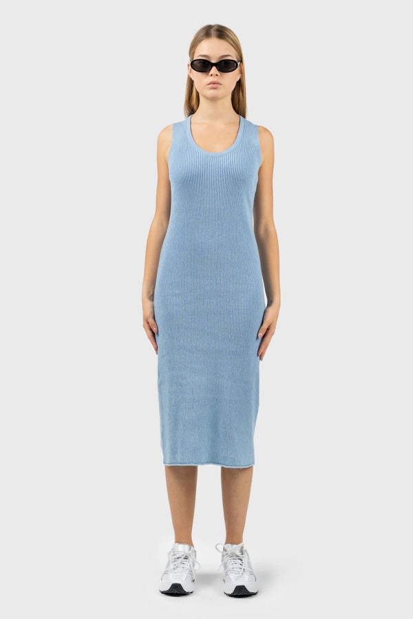 nu in 100% UPCYCLED BLEND SLEEVELESS RIBBED MIDI DRESS
