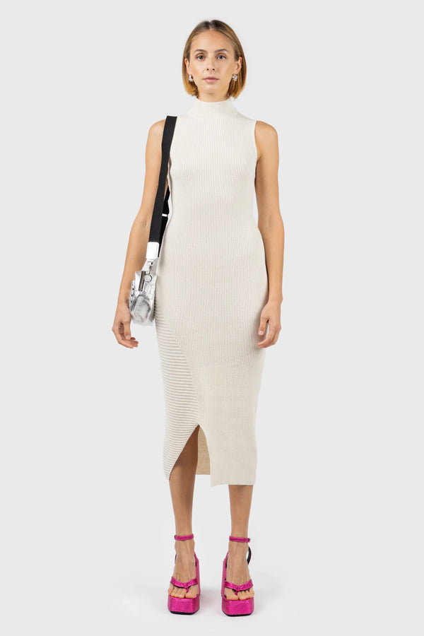 nu in ASYMMETRIC HEM KNIT DRESS