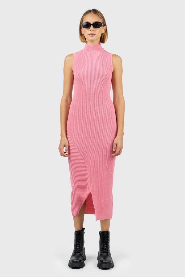 nu in ASYMMETRIC HEM KNIT DRESS