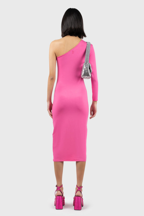 Nu In ASYMMETRIC LONG SLEEVE MIDI DRESS