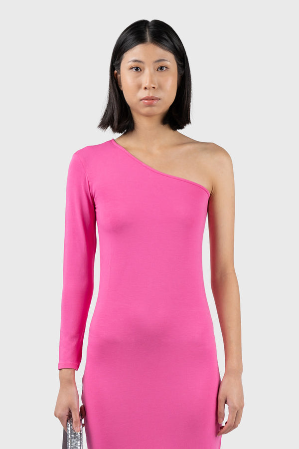 Nu In ASYMMETRIC LONG SLEEVE MIDI DRESS