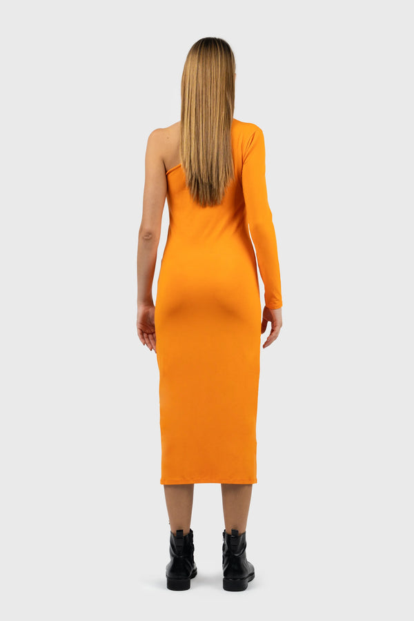 Nu In ASYMMETRIC LONG SLEEVE MIDI DRESS